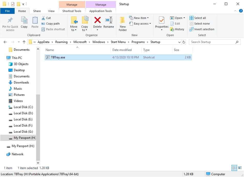 TBTray auto start with windows