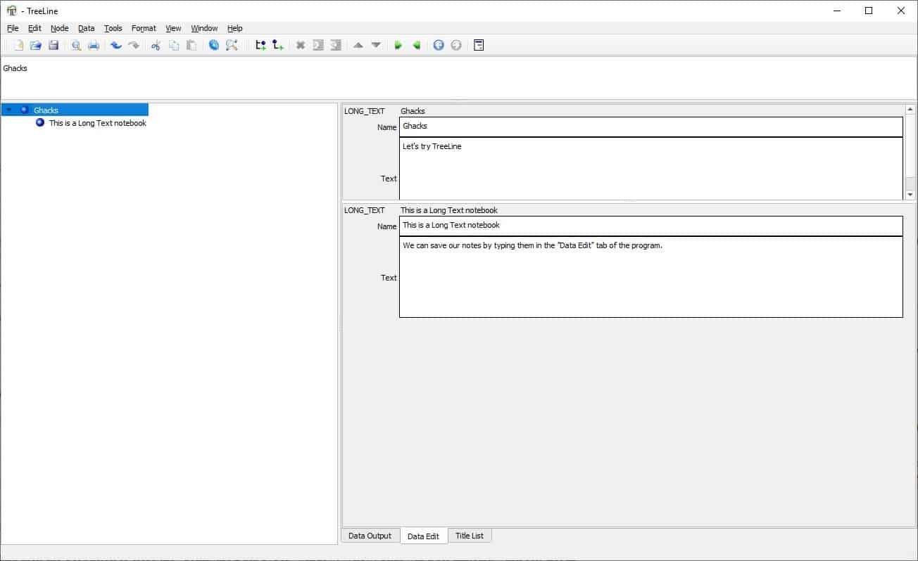 TreeLine longtext edit 2