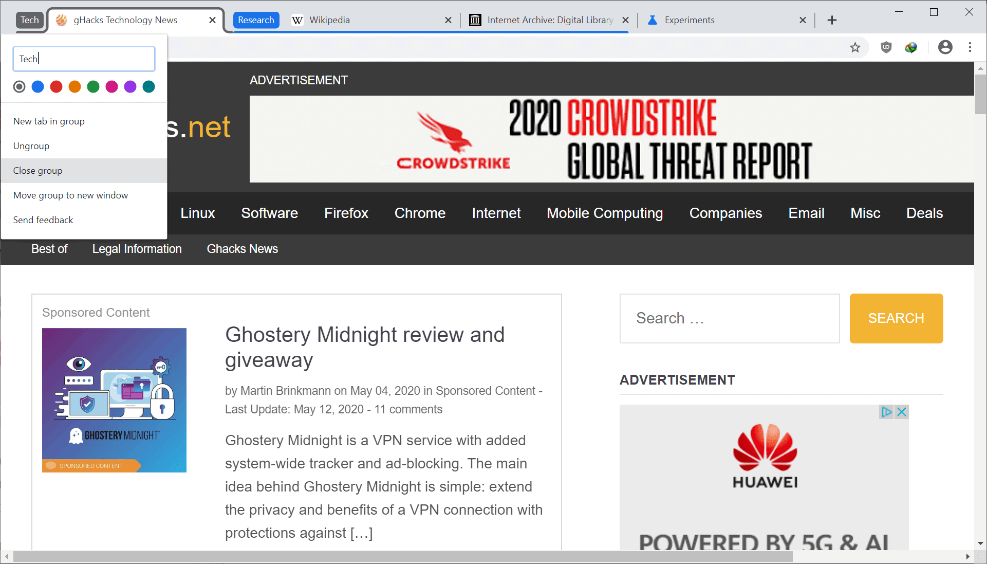 chrome tab group menu