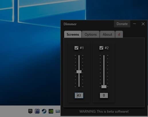 Dimmer is a freeware tool that puts an overlay on the screen to reduce the brightness level