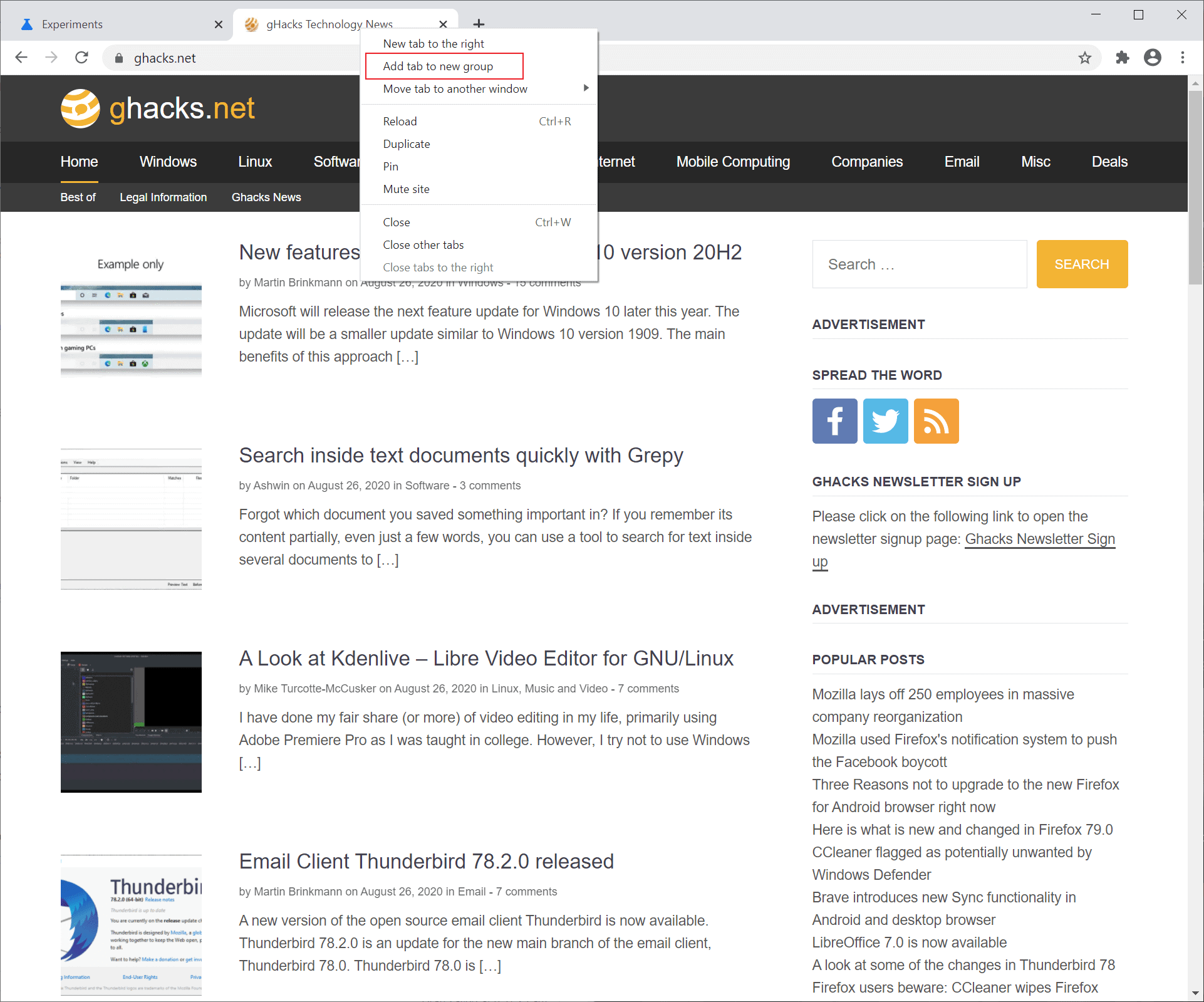 add tab to group chrome
