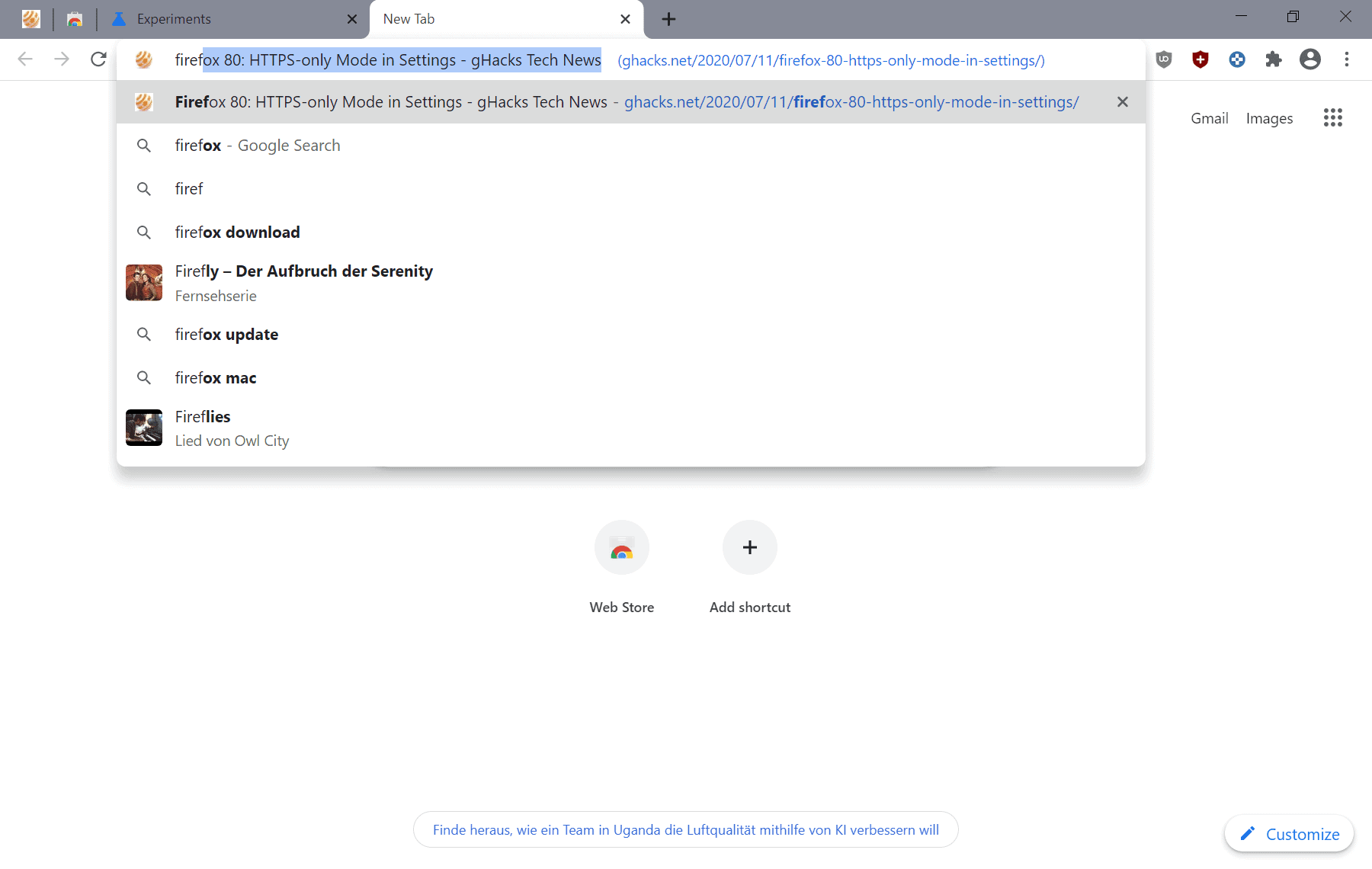 chrome title suggestions