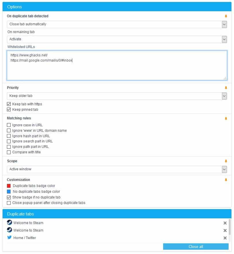 Duplicate Tabs Closer Whitelist