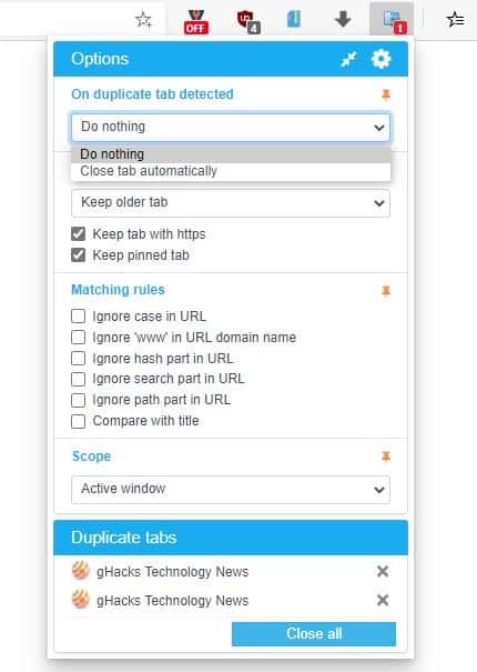 Duplicate Tabs Closer - close tab automatically
