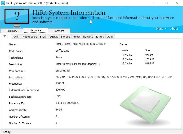 HiBit System Information - hardware