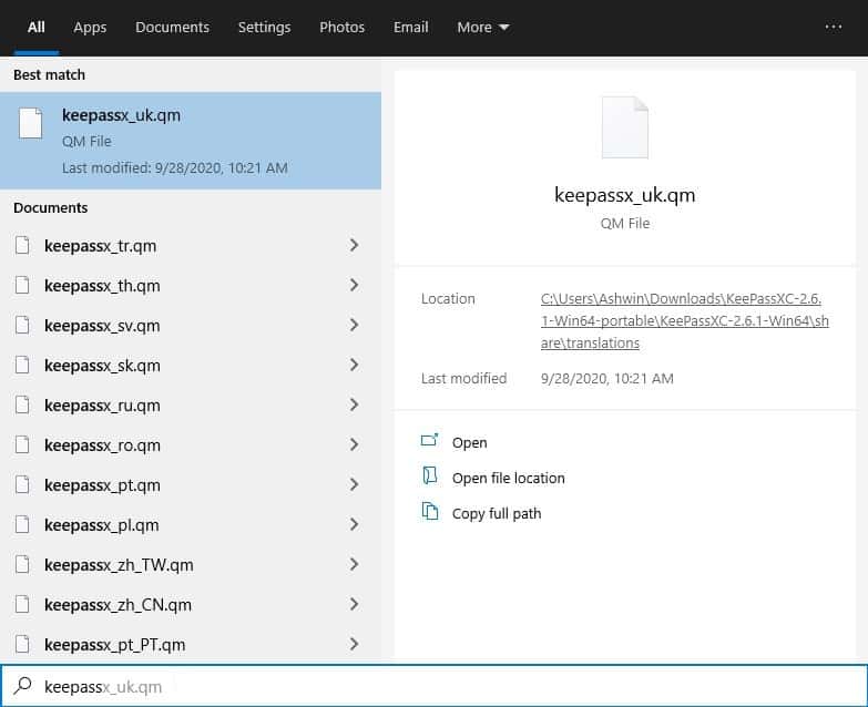 Windows 10 Search dark theme