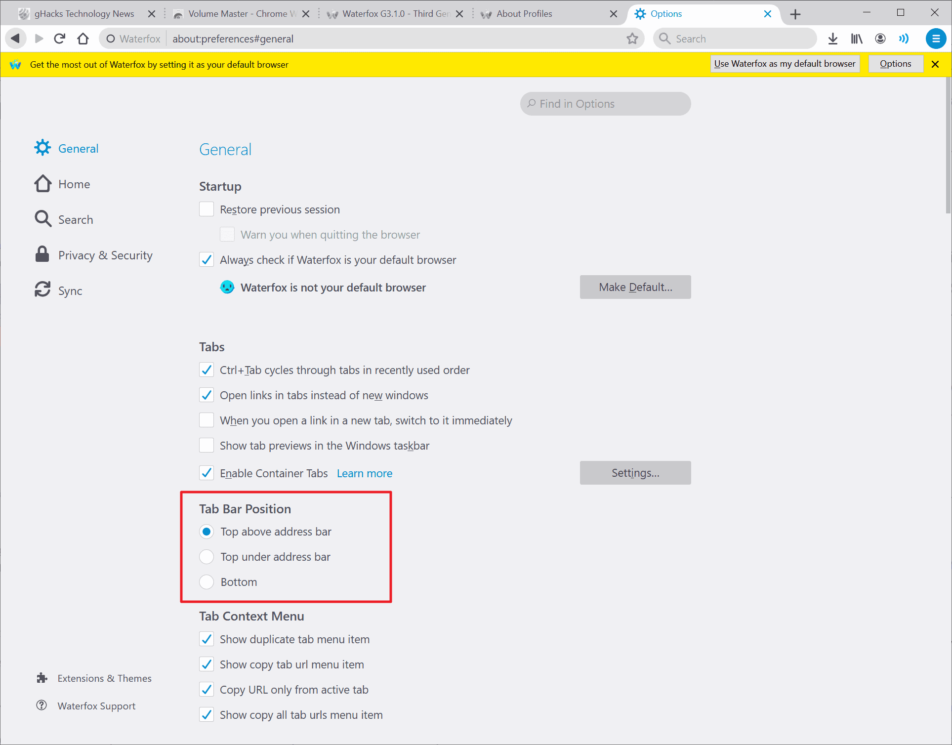 waterfox tab bar position