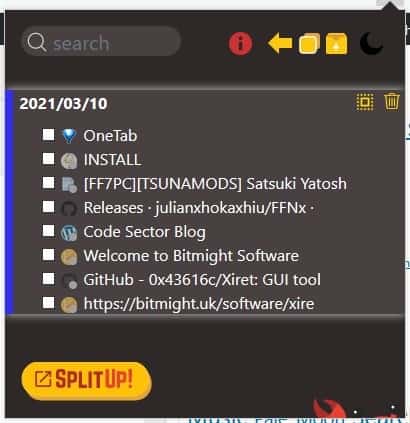 save your browsing session with the SplitUP extension