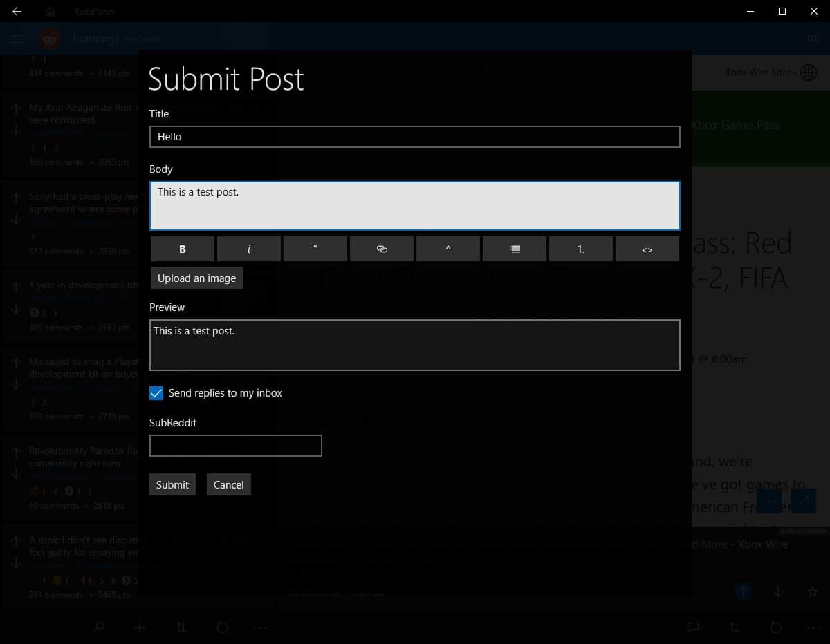 ReddPlanet post a reddit thread
