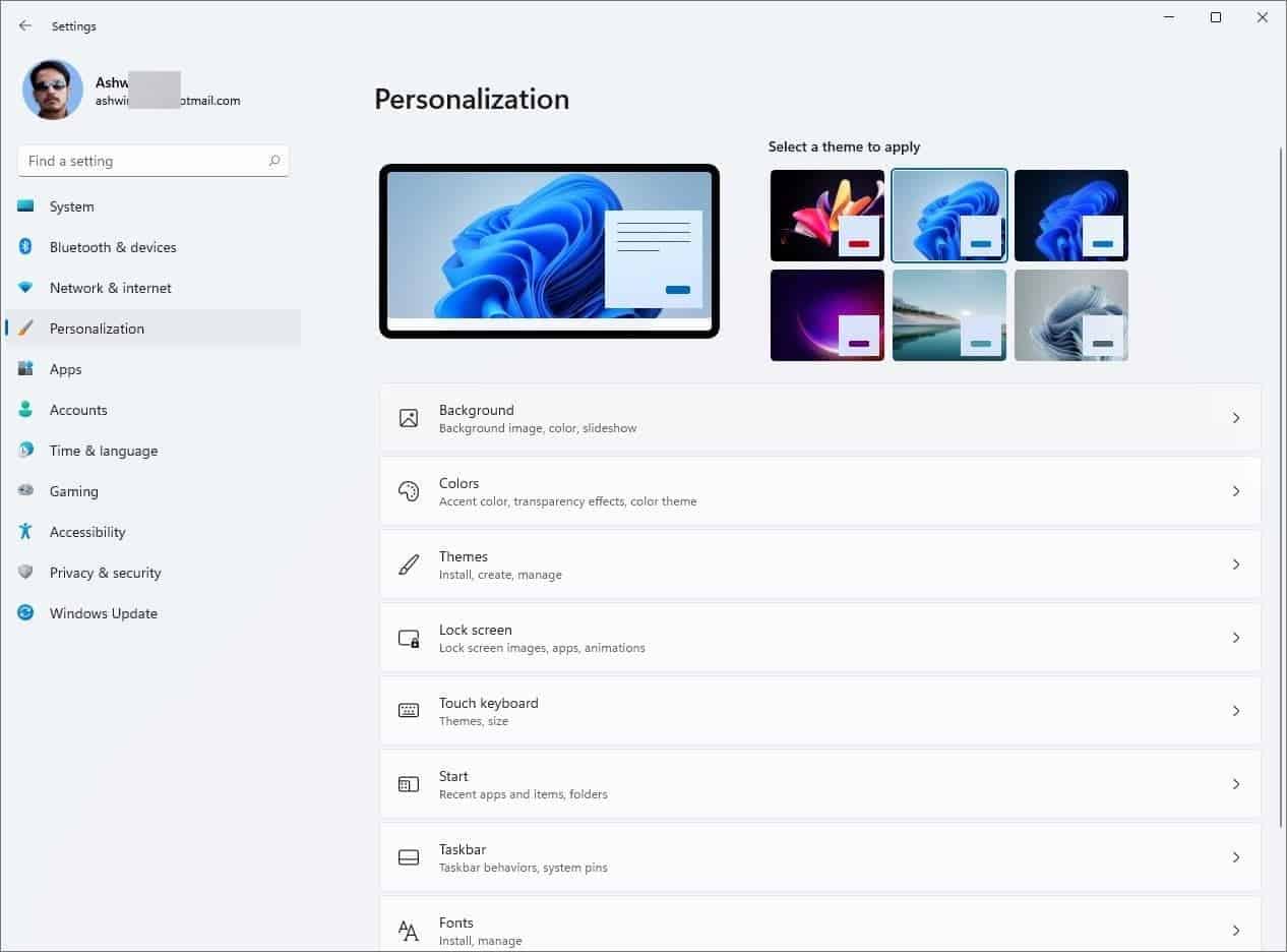 Windows 11 Themes Personalization