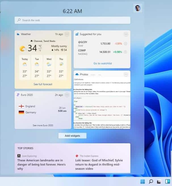 Windows 11 - Widgets