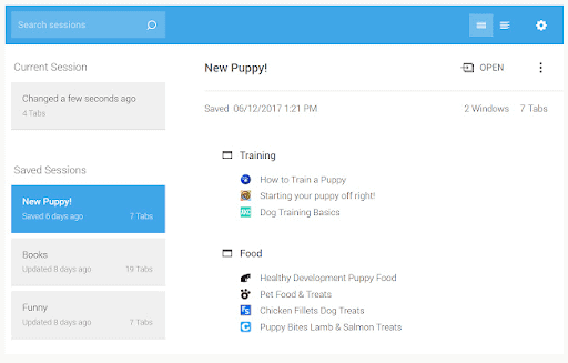 Session Buddy Chrome extension 