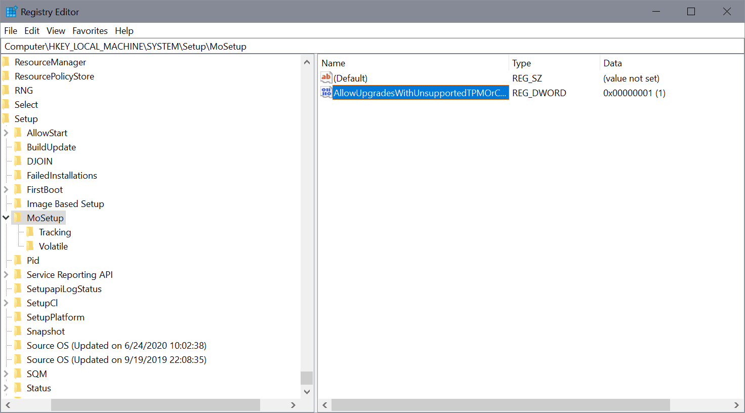 AllowUpgradesWithUnsupportedTPMOrCPU