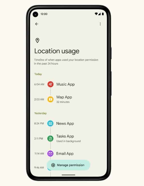 Android 12 Privacy Dashboard Usage Stats