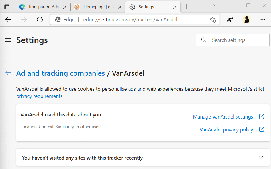 edge tracking provider details