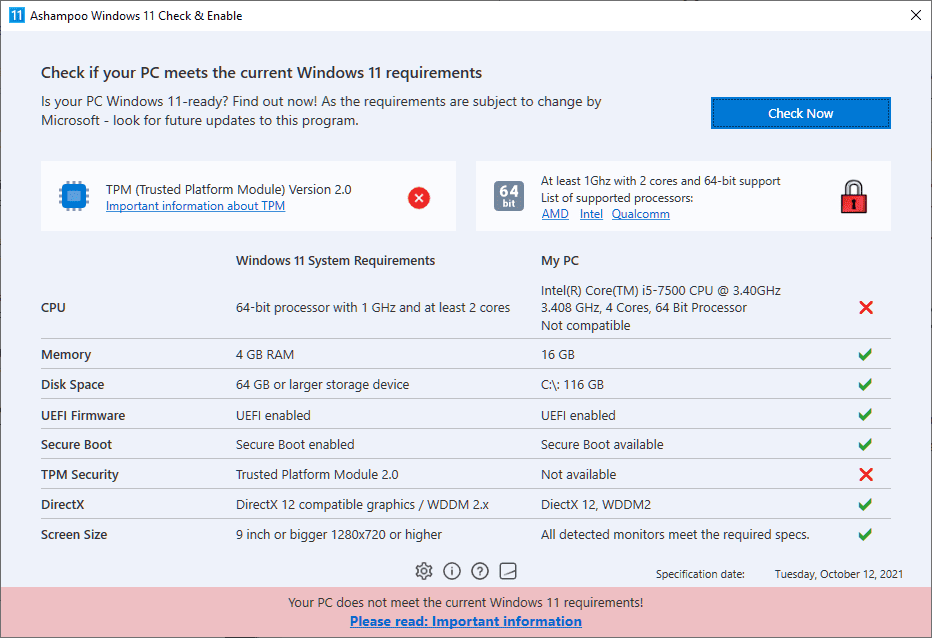 ashampoo windows 11 check enable