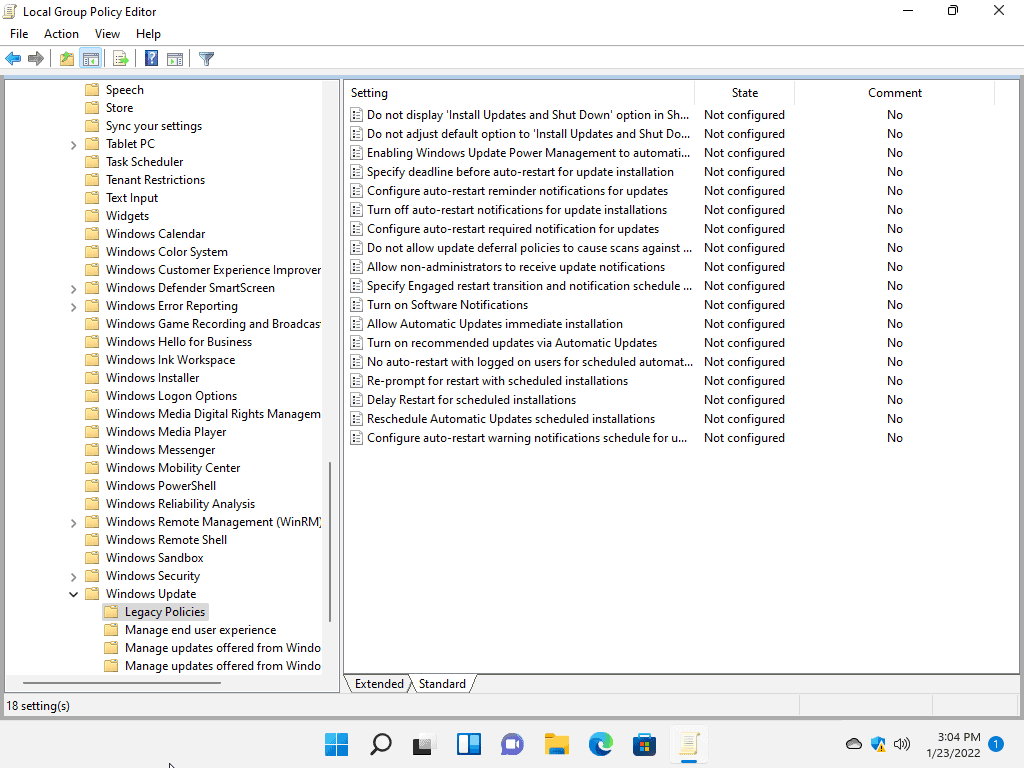 windows group policy legacy policies