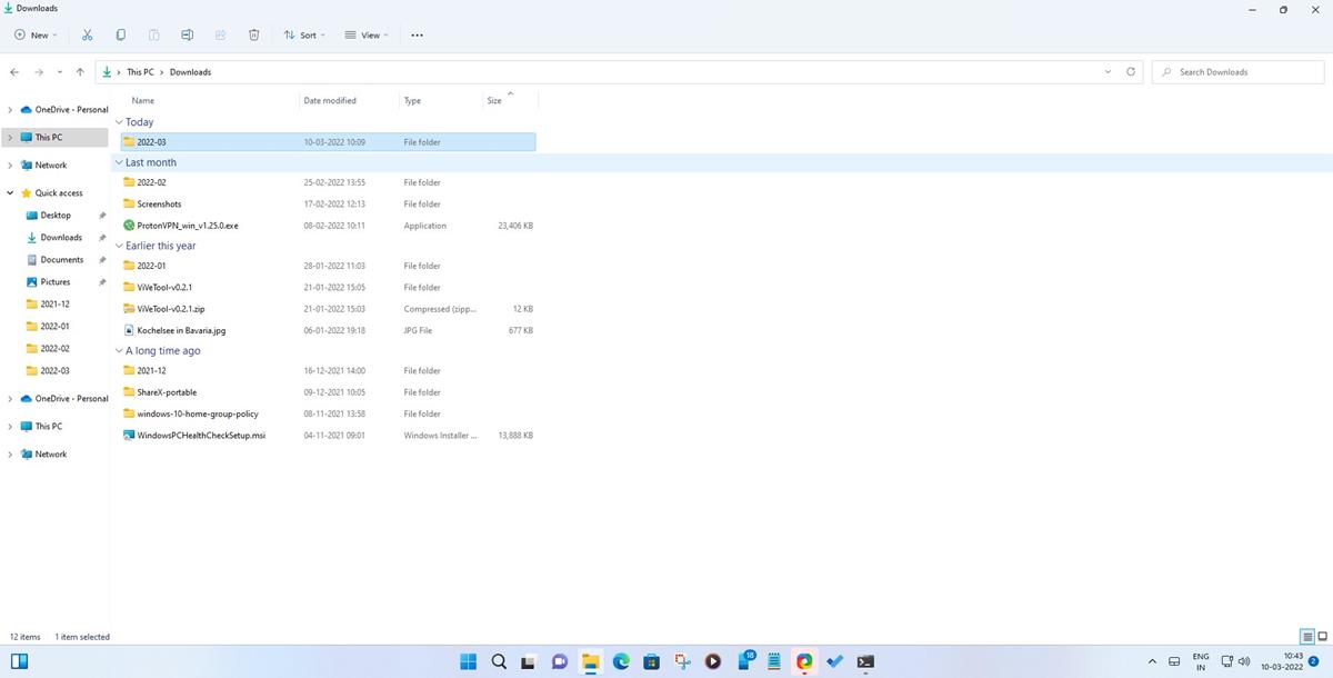 file explorer standard view