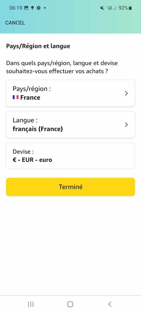 amazon-different language and region