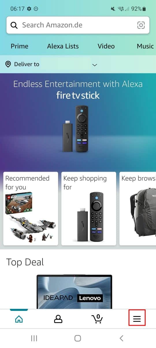 amazon shopping startpage