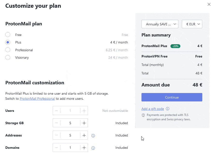 protonmail premium subscription