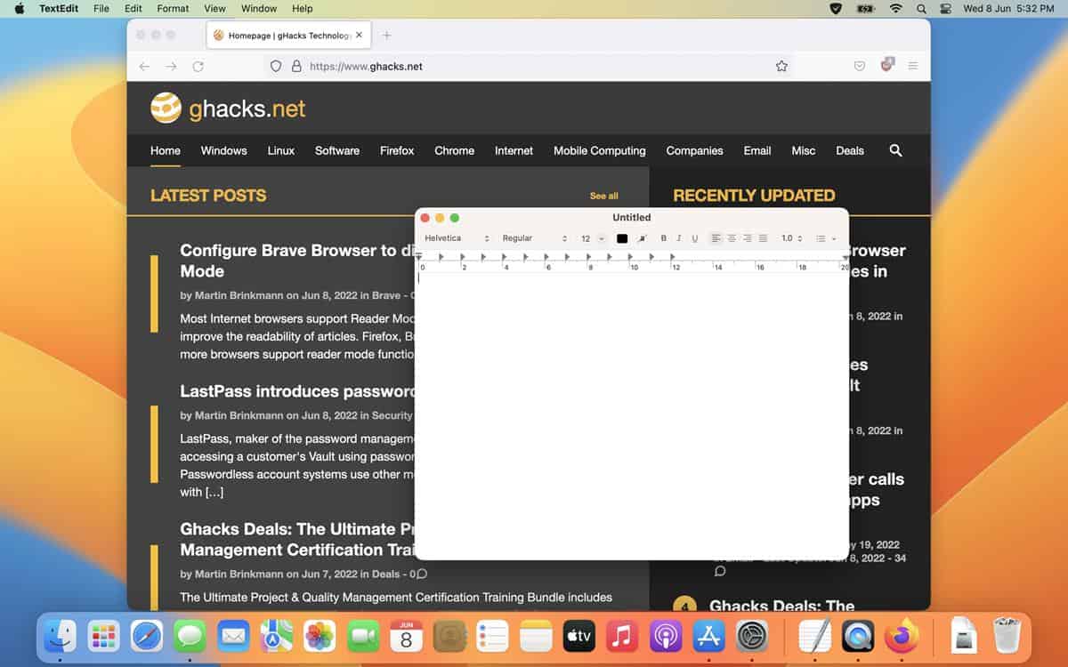 Hide recent apps in Stage Manager