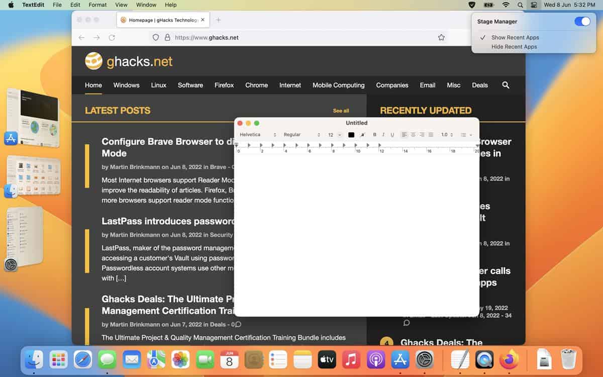 Stage Manager options