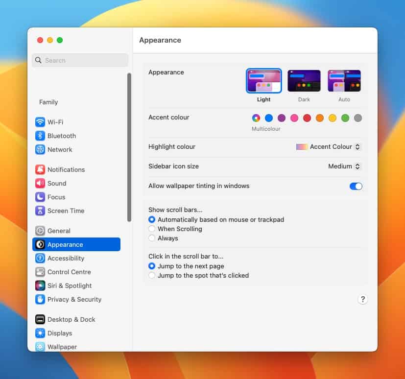 macOS Ventura System Settings