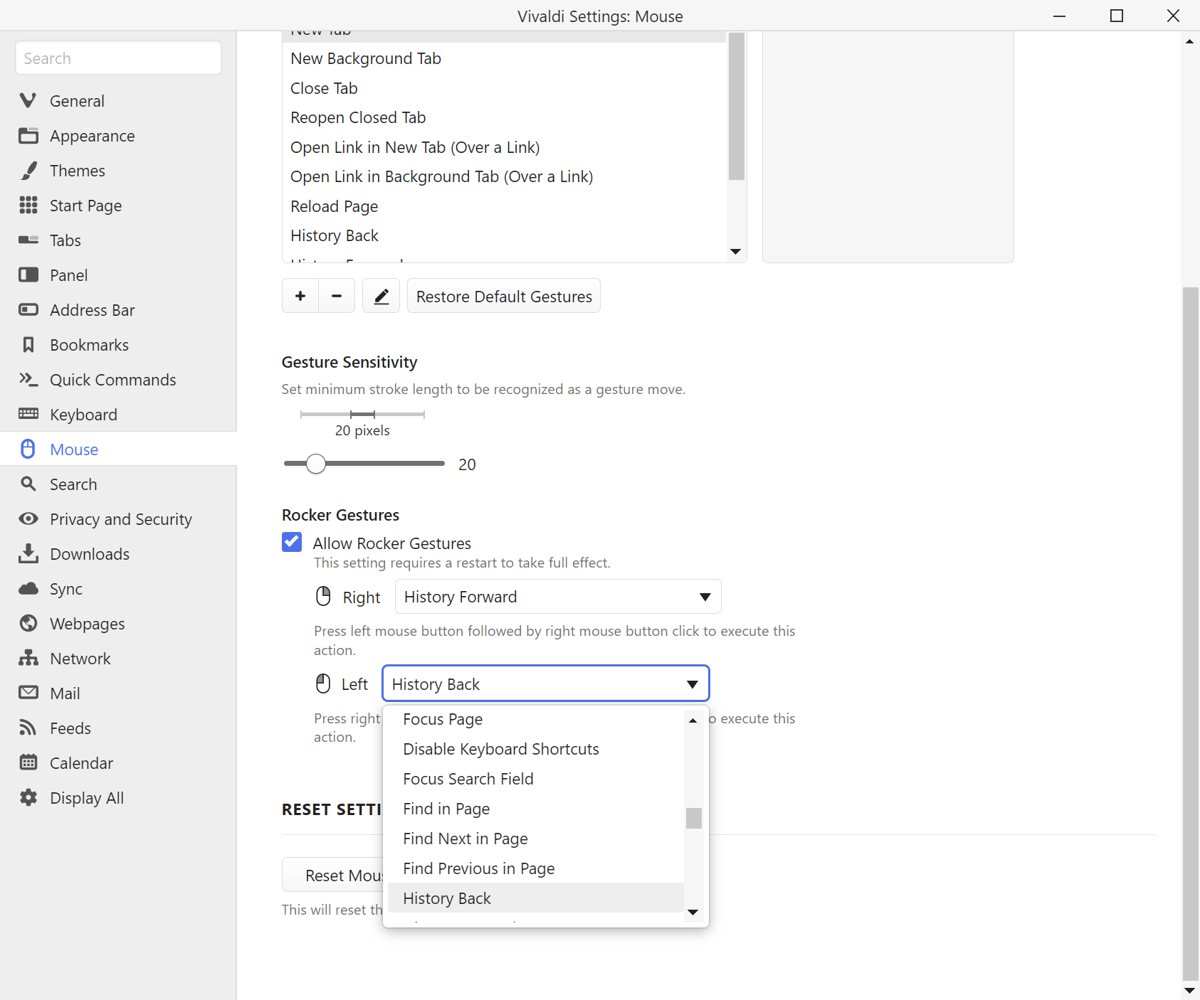 vivaldi rocker gestures