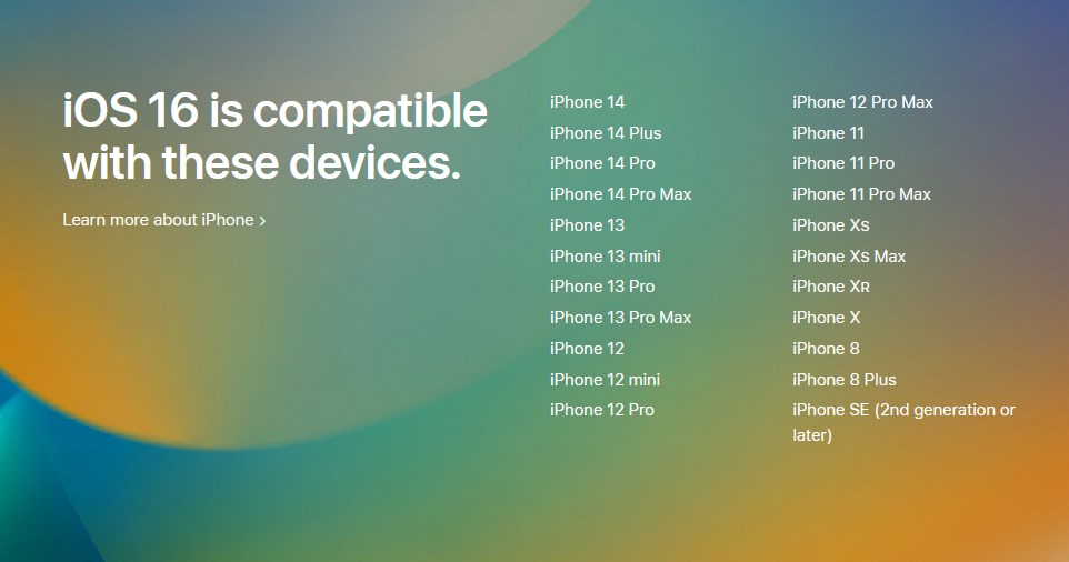 List of iPhones that are eligible for iOS 16 update