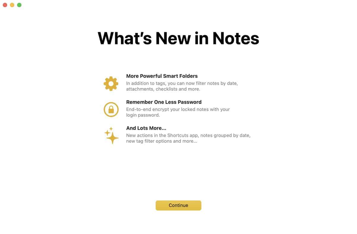 macOS 13 Ventura notes app