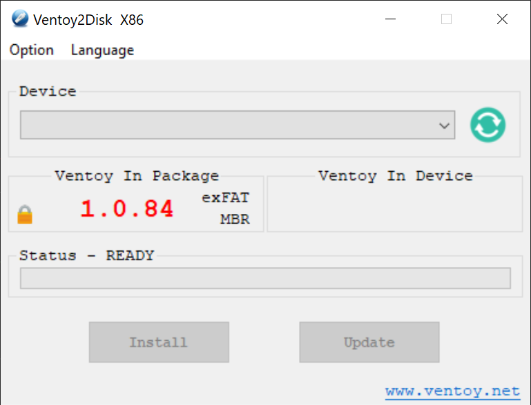 ventoy 1.0.84 interface