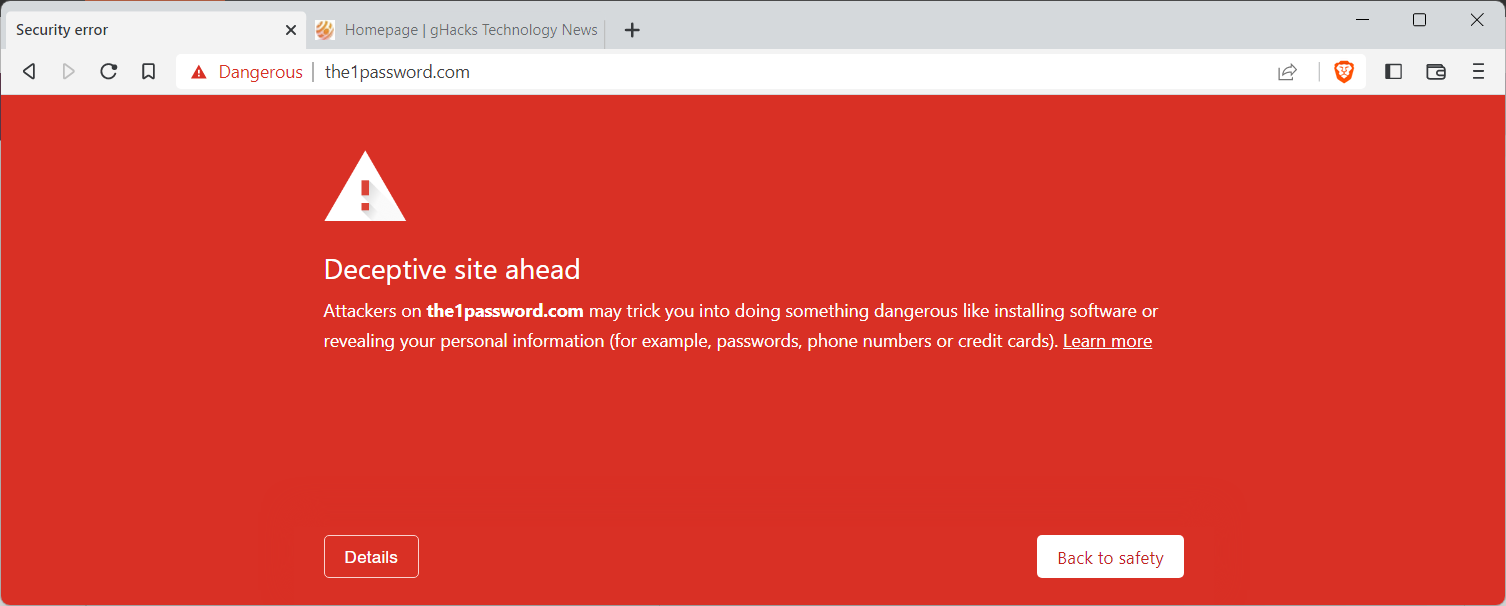 deceptive site 1password