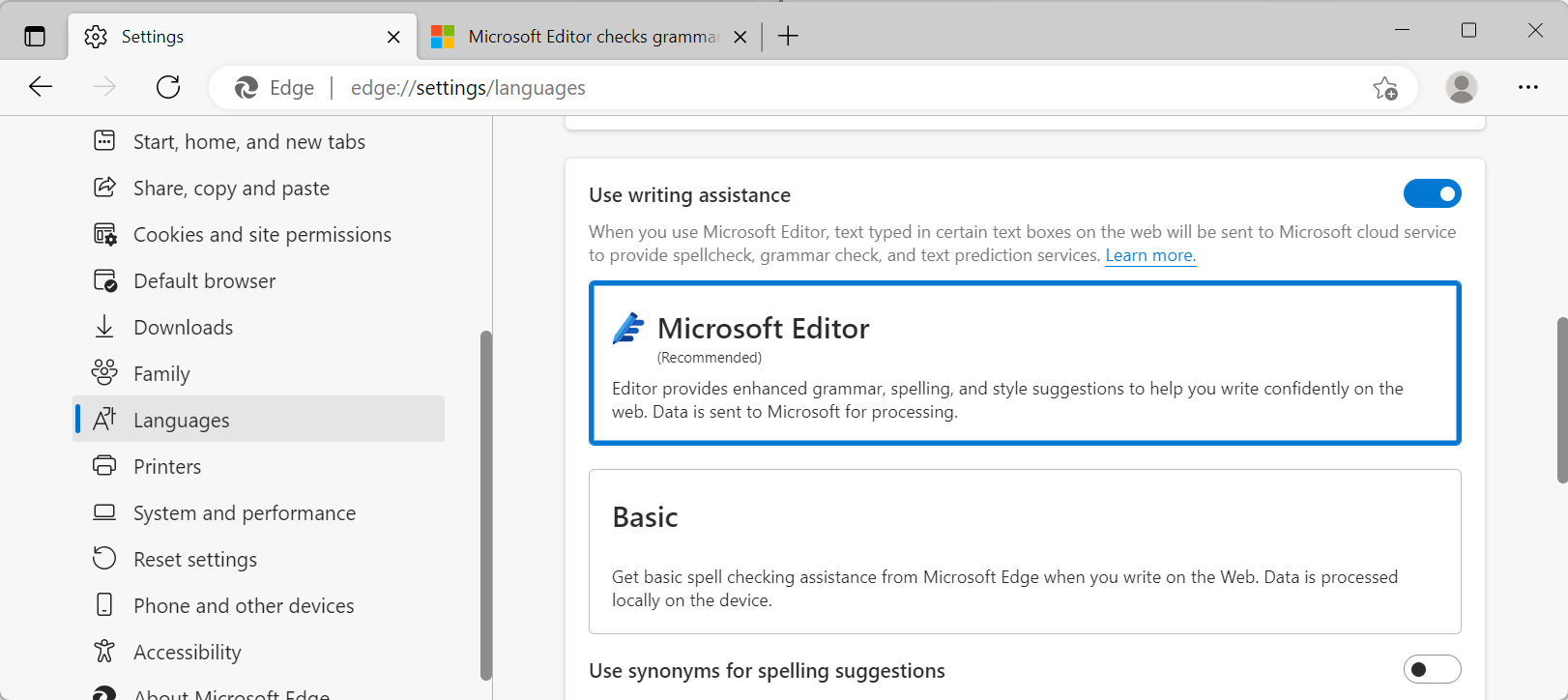 edge writing assistance