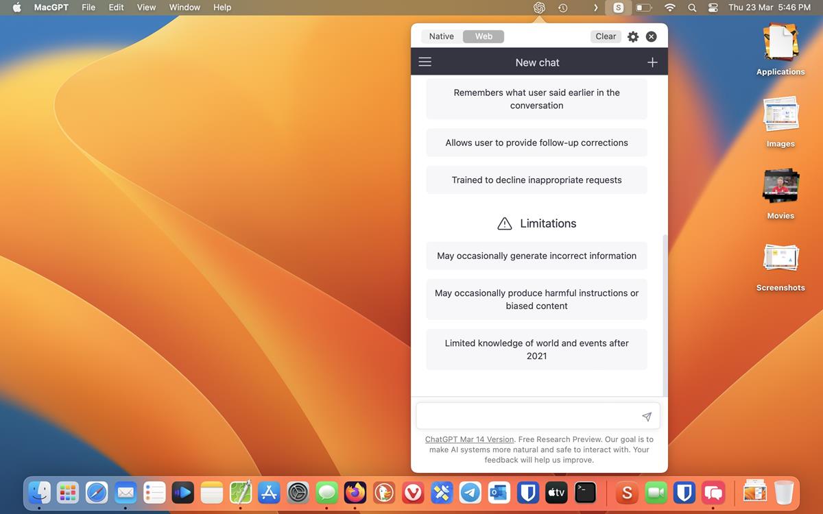 MacGPT menubar ui