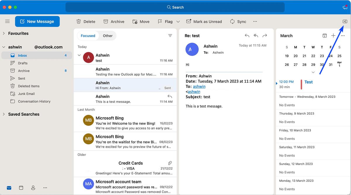 Microsoft Outlook for Mac Calendar View