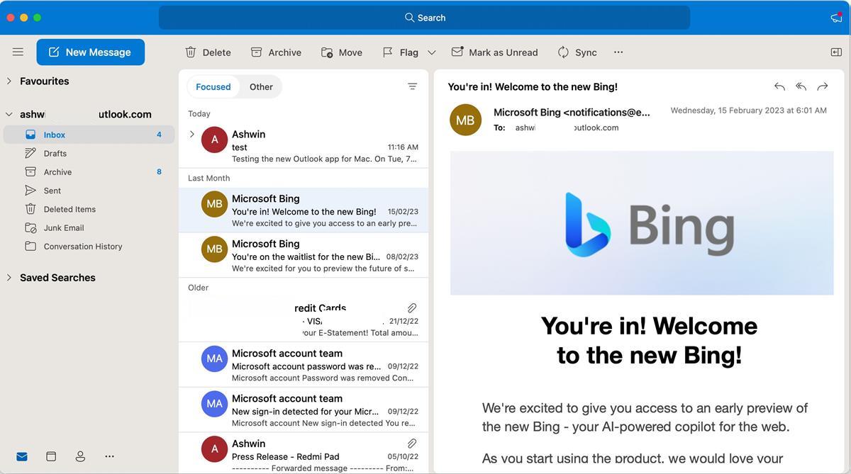 Microsoft Outlook for Mac interface