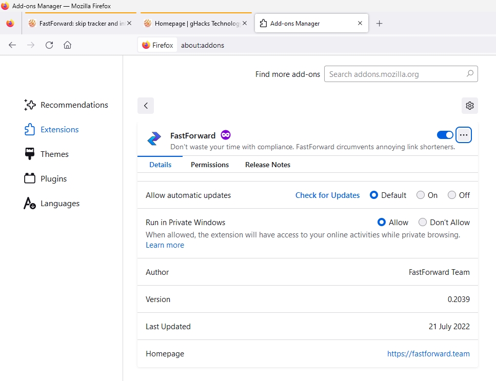 fastforward extension for firefox