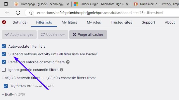 how to prevent web pages from loading before ublock origin is ready