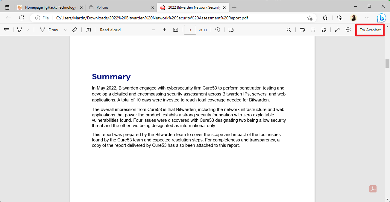 try acrobat microsoft edge
