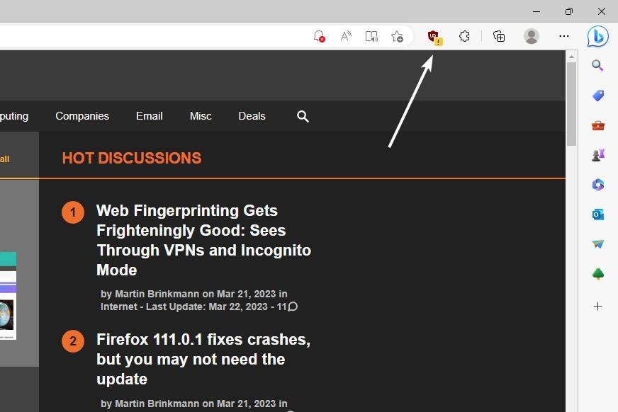 ublock origin button yellow badge