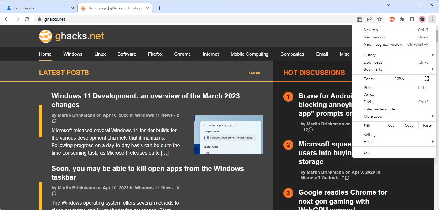 google chrome 2023 design