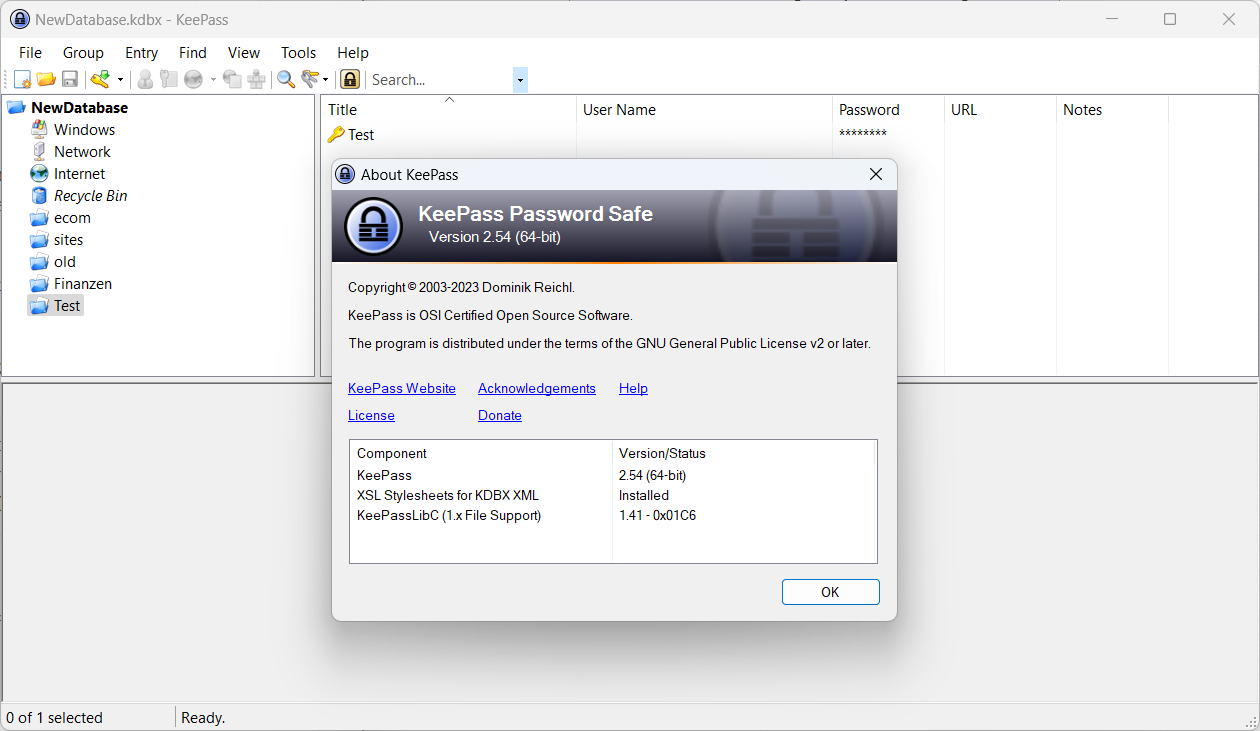keepass password manager 2.54