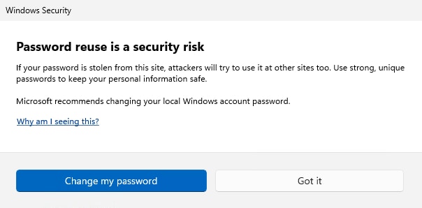 Windows 11 Warnings about unsafe password copy and paste