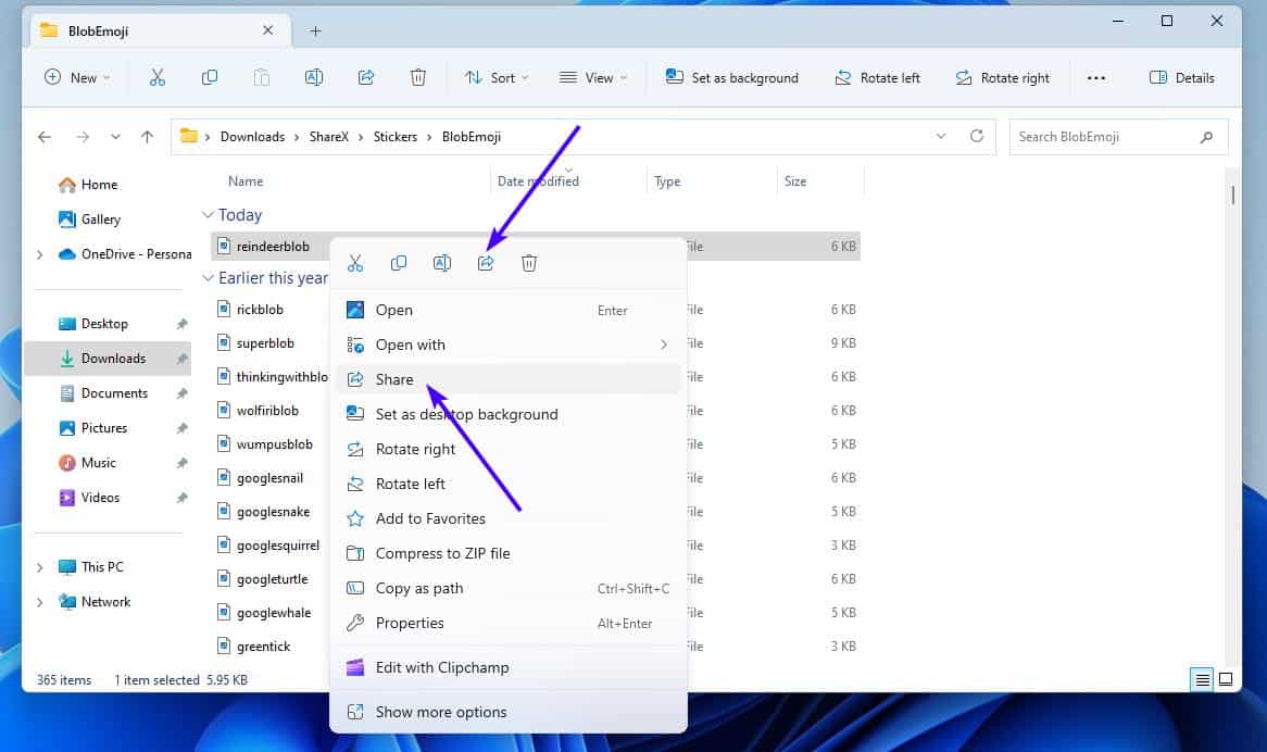 Windows 11 nearby sharing context menu
