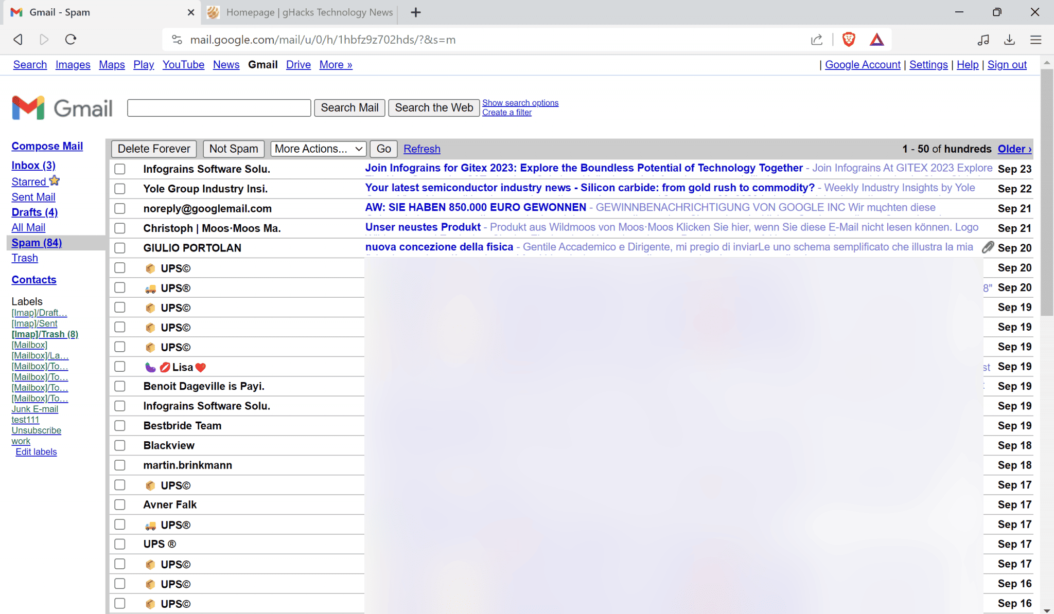 gmail html basic view layout