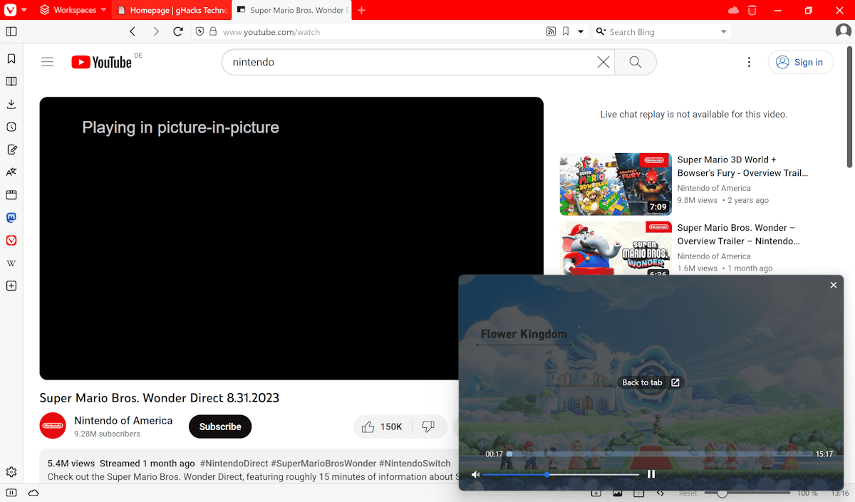 vivaldi popout video