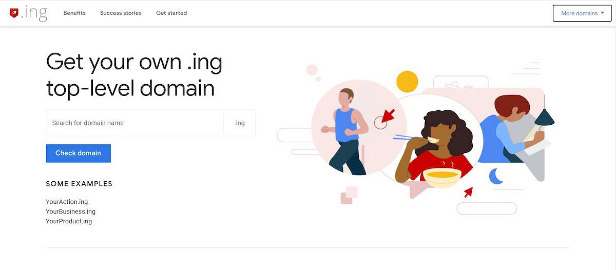 Google .ing domain