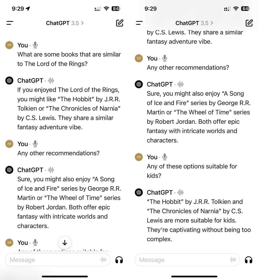 chatgpt voice example conversation