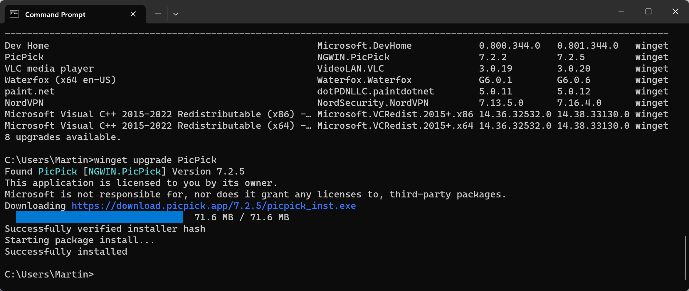 update programs with Winget